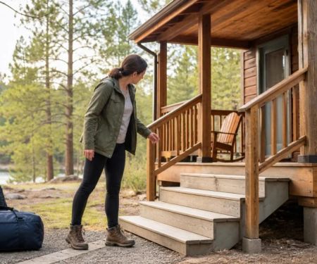 Camping Cabin Porch and Steps: Check Before Carrying Gear