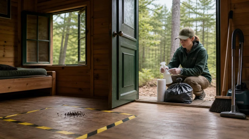 Rodent Droppings in a Camping Cabin: Do Not Sweep Them