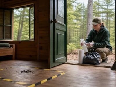 Rodent Droppings in a Camping Cabin: Do Not Sweep Them