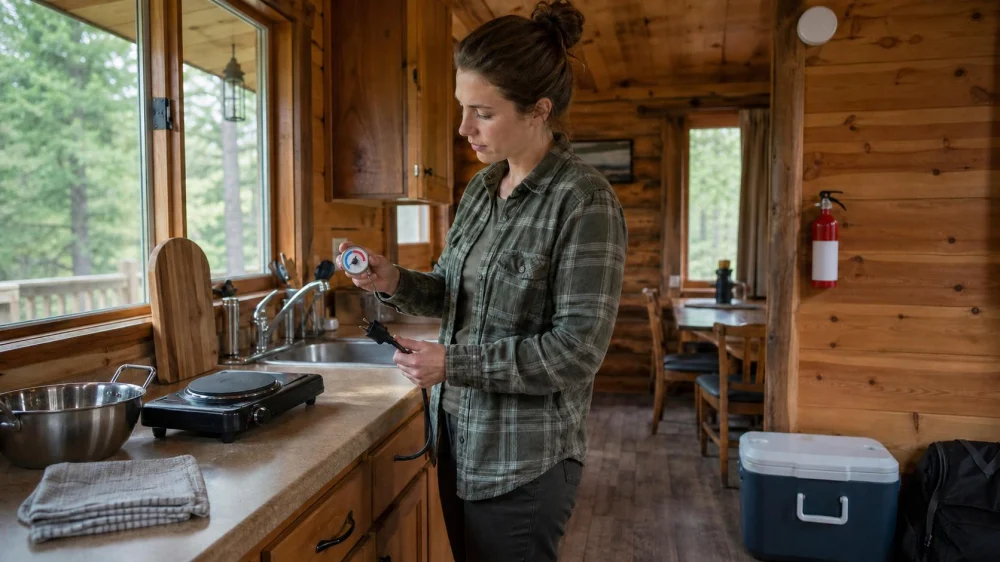 Camping Cabin Kitchen: Check Appliances Before Cooking