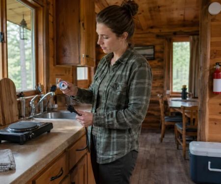 Camping Cabin Kitchen: Check Appliances Before Cooking