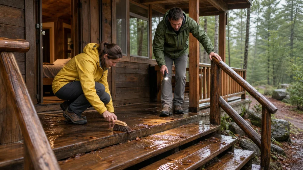 Camping Cabin Porch and Step Safety After Rain