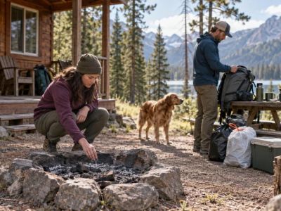 Camping Cabin Departure Check: Fire, Waste, Gear, and Route