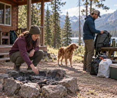 Camping Cabin Departure Check: Fire, Waste, Gear, and Route