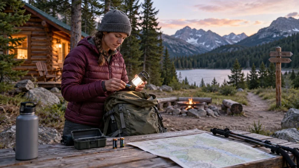 Camping Cabin Emergency Light: Batteries, Place, and Route