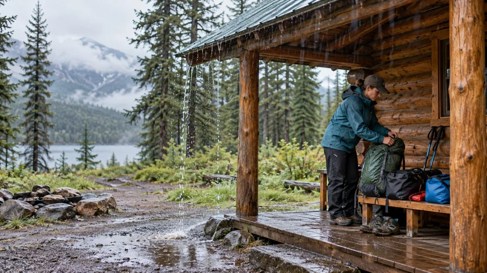 Camping Cabin Rain Setup Plan: Drainage, Shelter, and Dry Gear