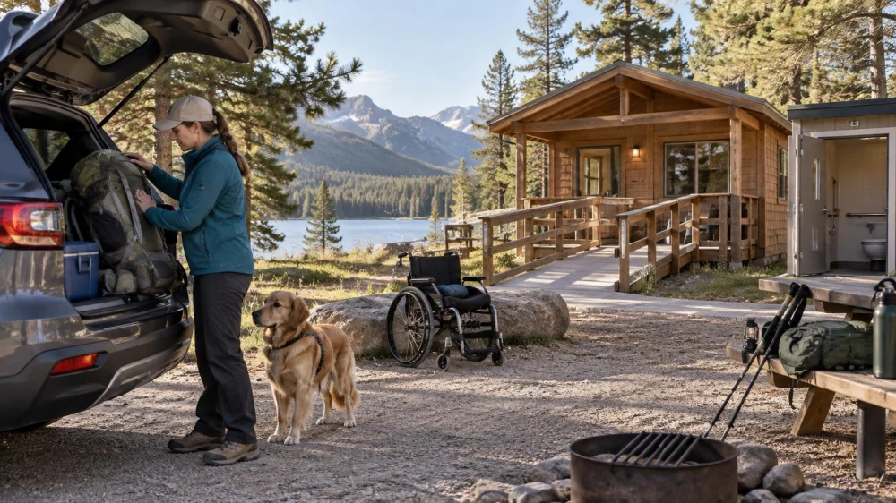 Camping Cabin Accessibility: Path, Bathroom, Bed, and Emergency
